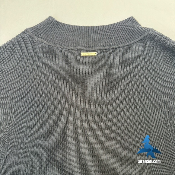 1126 Michael Kors Faux Fur Cuff Sweater Size L - Black/Leopard - Picture 9 of 14